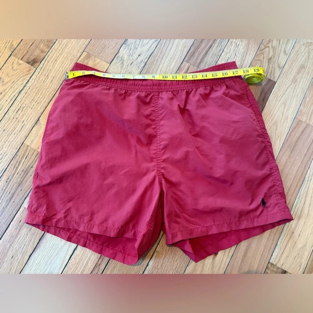 VTG Polo Ralph Lauren Red Swim Trunks Lined Lifeguard Shorts Men’s Size L